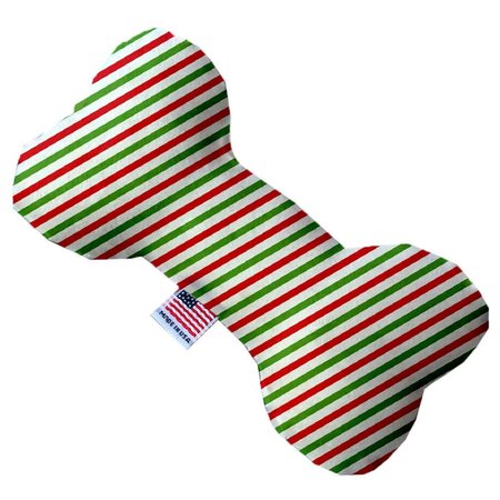 MIRAGE PET PRODUCTS Christmas Pinstripes Canvas Bone Dog Toy 10 in. 1308-CTYBN10